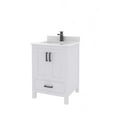 thumbnail image 3 of Ayna Decors Rooh 24 in White Bathroom Vanity Set with White Quartz Countertop and Brass Faucet | Pop-Up Drain and P-Trap Included | Black Hardware, 3 of 10