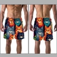 thumbnail image 3 of luoweisi Men's Beach Shorts Quick Dry Swim Trunks with Mesh Lining Cartoon Cat M, 3 of 5
