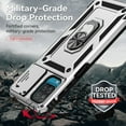 thumbnail image 4 of Galaxy A12 Case,Dteck Shockproof Rubber Rugged Case Hybrid Hard Ring Holder Kickstand Slide Camera Lens Protector Cover for Samsung Galaxy A12 6.5-inch,Silver, 4 of 8
