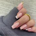 thumbnail image 1 of 24 piezas de uñas postizas decoradas cuadradas medianas cortas realistas con pegamento Deng Xun unisex, 1 of 2