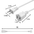 thumbnail image 4 of Cable de alimentación Yeatel, 30 cm, 2 clavijas, 125 V, 10 A, paquete de 2, 4 of 7