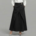 thumbnail image 5 of Maxi Wrap Skirts for Women Summer Elastic High Waisted Casual A Line Long Linen Skirt with Pockets, 5 of 7