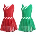 thumbnail image 4 of Vestido de baile de Ballet para niñas, traje de leotardo de gimnasia, disfraz de bastón de caramelo de elfo de Navidad, Ropa de baile para patinaje artístico de Papá Noel, 4 of 5