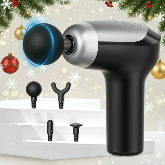 Naipo Massage Gun Deep Tissue, Quiet Handheld Electric Muscle Massager with 4 Replacement Heads for Back Neck Muscle Relieve, Christmas Gift for Men & Women