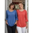 thumbnail image 5 of MOYIKO Women 3 4 Sleeve T-shirt Casual Loose O Neck Tunic Top Bell Sleeve Pleated Red Blouse Tee XL, 5 of 7
