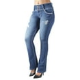thumbnail image 3 of Fashion2Love Women's Juniors Butt Lift Mid Waist Ripped Distressed Boot Leg Jeans, 3 of 10