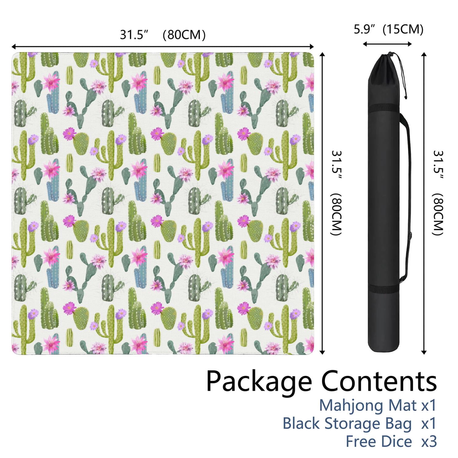 Square Plants Mahjong Playing Mat 31.5x31.5 Inches Made of High Quality Rubber Featuring Anti-Slip Non-Slip Backing and Noise Reduction for Tiles Cards Board Games