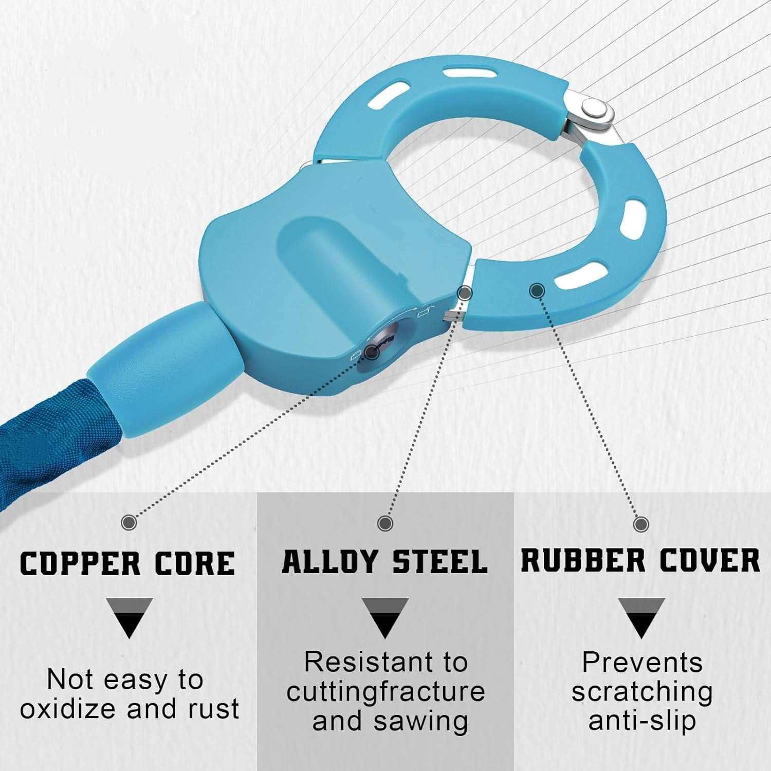 Scooter Lock, Scooter Locks Anti Theft, 36.22inch Colorful Electric Scooter Handcuff Lock, Bike Locks High Security with Key, Accessories for E Scooter, E Bike