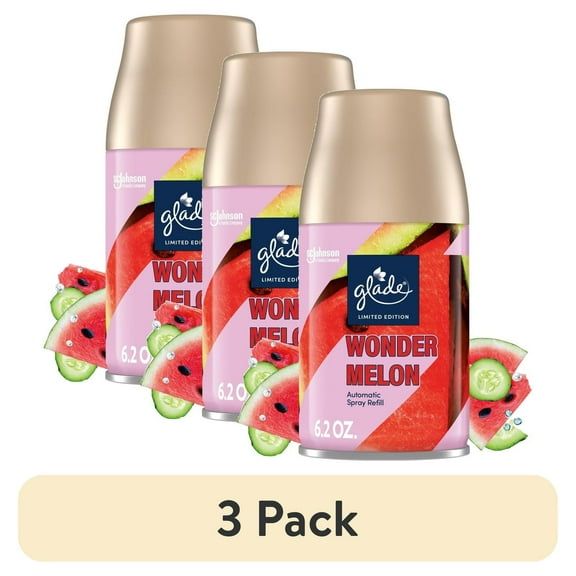 Glade Automatic Spray Refill Infused with Essential Oils Air Freshener, Wonder Melon, 6.2 oz, 3 Count