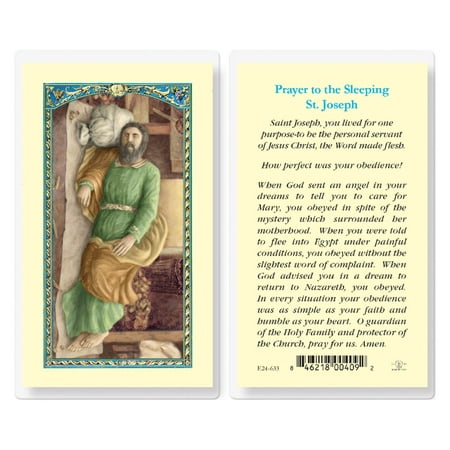 

Saint Joseph Sleeping Laminated Catholic Prayer Holy Card with Prayer on Back Pack of 25