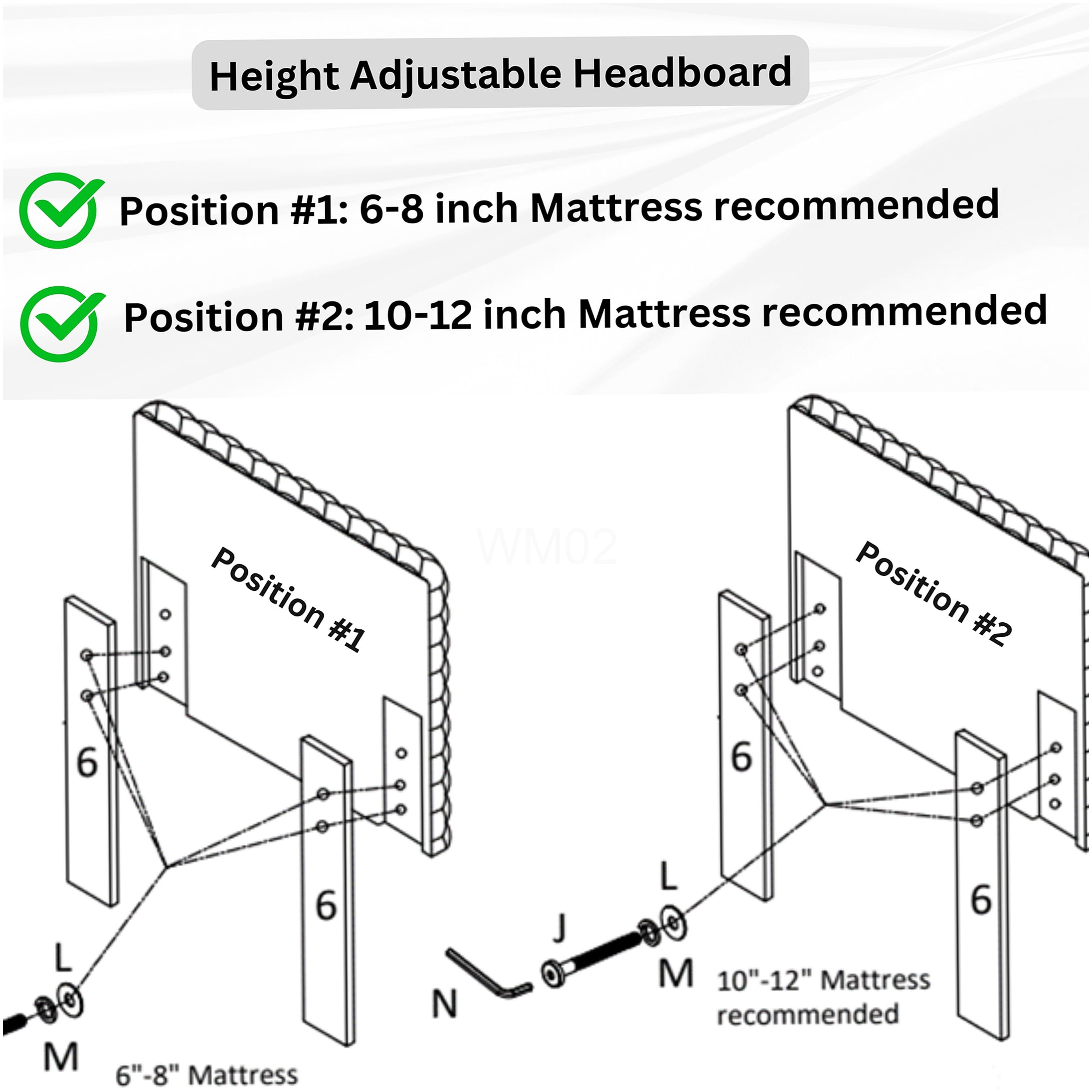 Queen Upholstered Bed Frame with Adjustable Headboard, Off-White Fabric Platform Bed, Low Profile Modern Design, No Box Spring Required