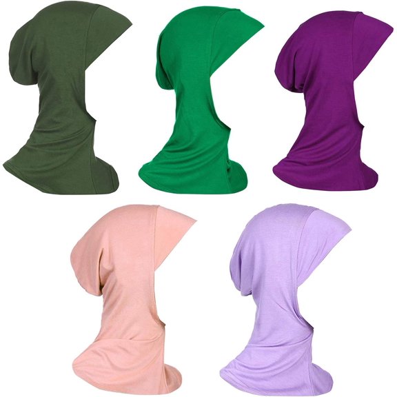5 Pack Womens Muslim Mini Hijab Caps Solid Color Modal Islamic Neck Cover Under Scarf Head Wear Cap