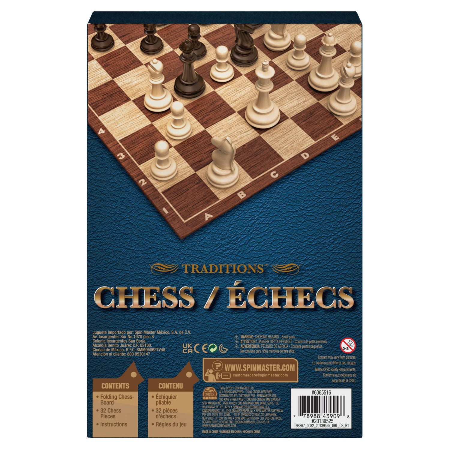 Traditions, Chess Set with Folding Chess Board and Chess Pieces 2-Player Strategy Board Game, for Adults and Kids Ages 8 and up