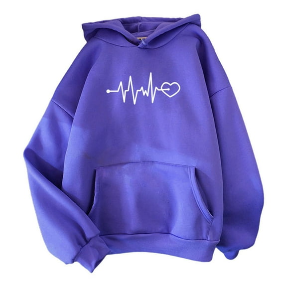 Dyfzdhu Hoodies Hoodie Long Sleeve Hooded Hoodie Heart Shaped Printed Sweatshirt With Hood Casual Pullover Autumn Soft Comfortable Jumper Streetwear Outdoor Tops Winter Hoodies For Women