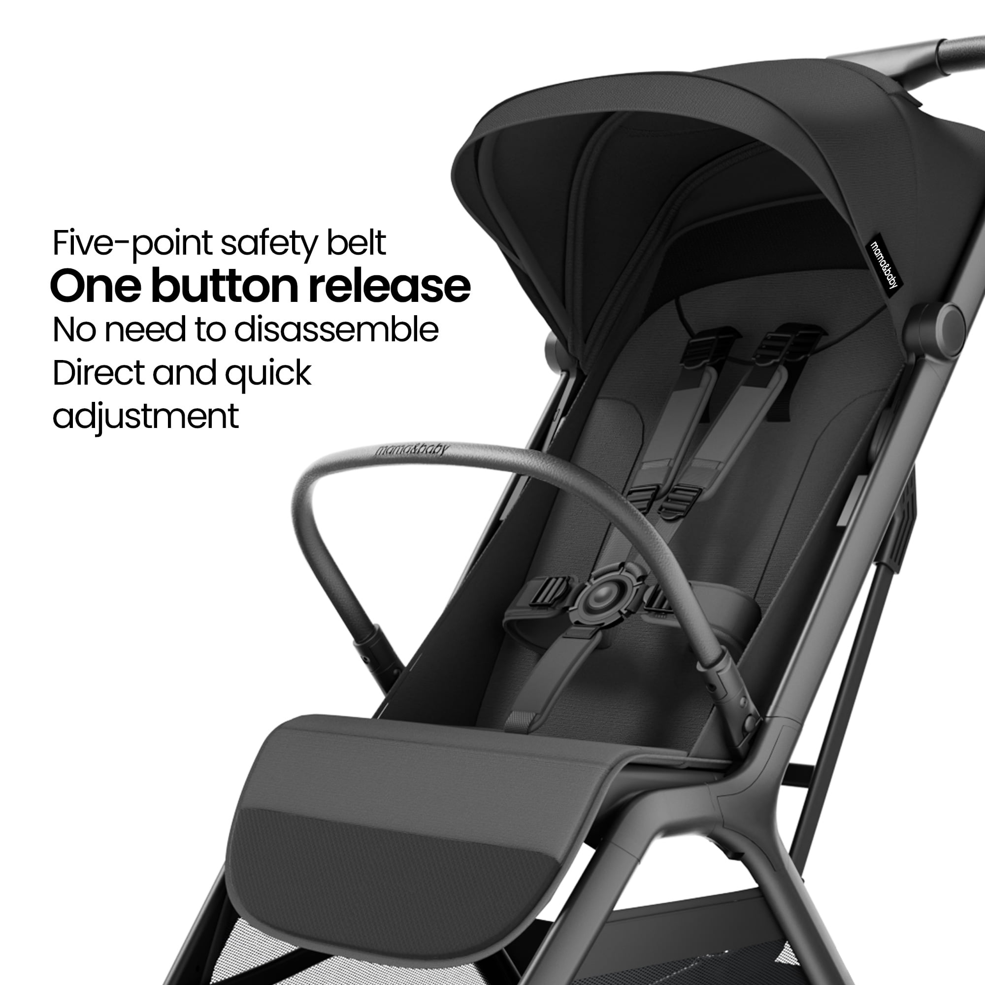 MAMA & BABY Packa Travel Stroller with One-Hand Automatic Folding, Ultra-Compact, Black, 18.3LB, Unisex