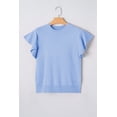 thumbnail image 5 of Women's Beau Blue Ribbed Trim Short Sleeve Sweater – Casual Summer Style for Daily Wear, XL, 5 of 11