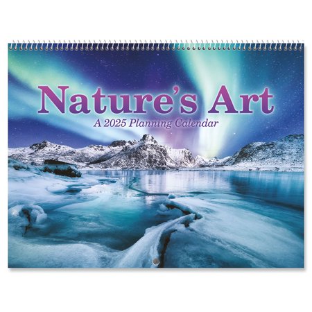 2025 Nature's Art Big Grid Wall Calendar, 12-Inch x 9-Inch Size Closed, 18-Inch Size Open, Large Bookstore-Quality, Spiral-Bound Hanging Monthly Calendars for Kitchen & Office, by Current