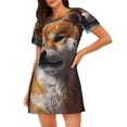 thumbnail image 1 of Vsdgher Motif Shiba Inu, Chemise de Nuit à Manches Courtes pour Femmes, Col Rond, Mignonne, Confortable, avec Volants, 1 of 6