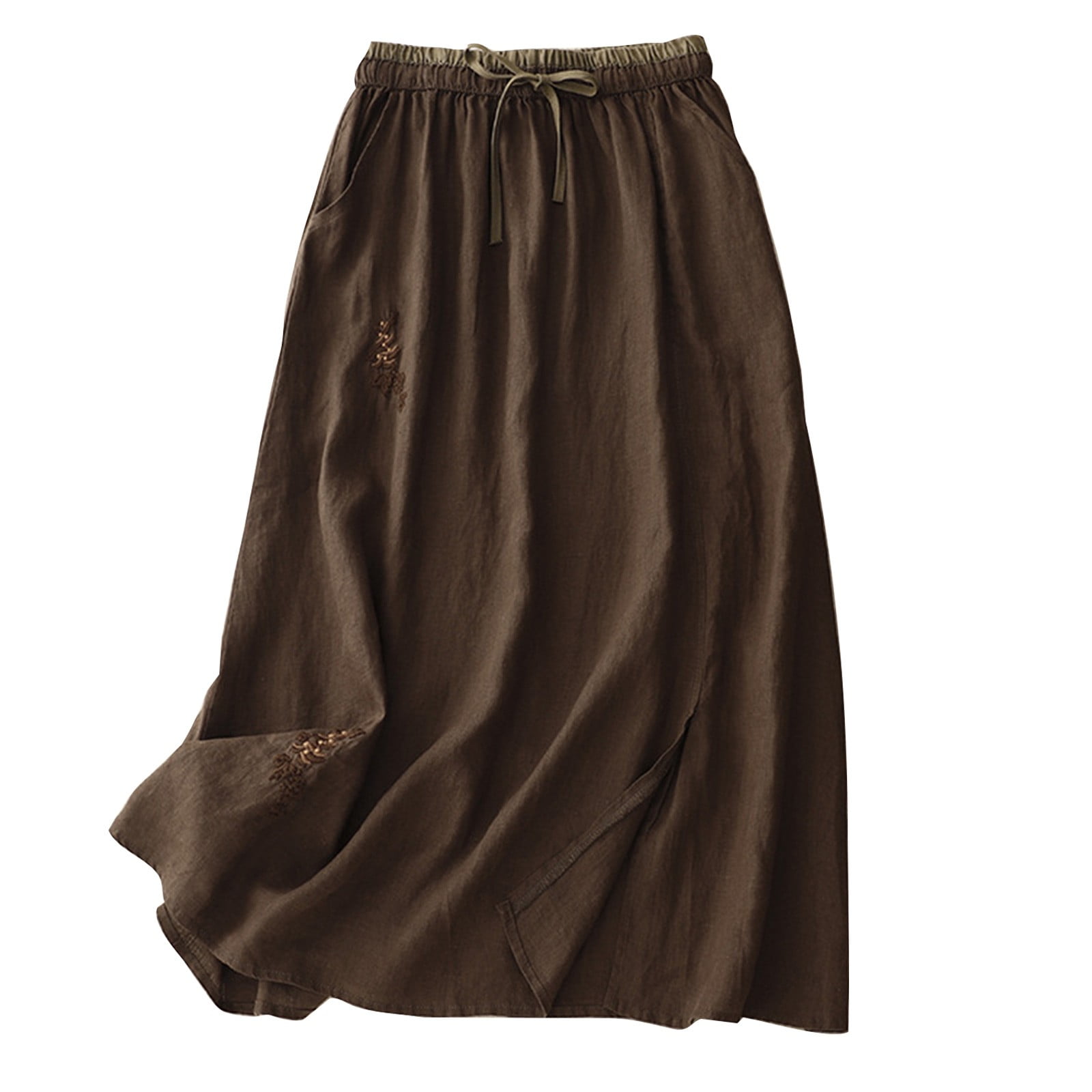 Mrat Stretchy Skirt Women's Summer Loose Retro Elastic Waist