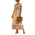 thumbnail image 3 of Womens Short Sleeve Boho Long Dress Floral Print Maxi Sundress Summer Casual Dress, 3 of 4