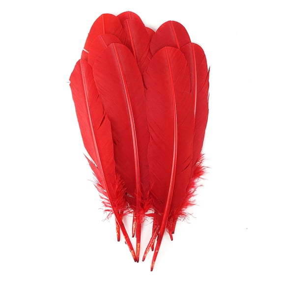 Zucker Feather Products Turkey Quills Selected - Left Wing - 10-12" - Red