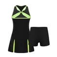 thumbnail image 2 of Sinleey Kids Girls Tennis Golf Dress and Shorts Sets Sleeveless Ballet Dance Leotard Sportswear Black 14, 2 of 7