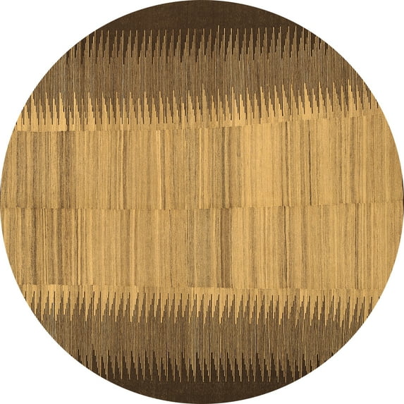 Ahgly Company Indoor Round Abstract Brown Contemporary Area Rugs, 6' Round