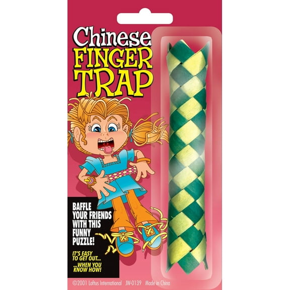 Loftus Classic Paper Chinese Finger Trap 4.75" Prank, Assorted Colors