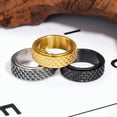 thumbnail image 2 of GKNET Minimalist Vintage Dragon Scale Rotatable Stainless Steel Food Rings Size 7-13-7-Silver, 2 of 7
