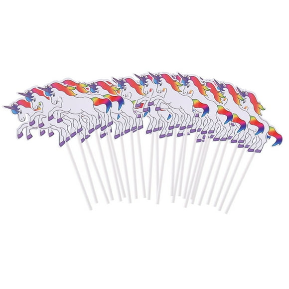 ZOUSSIQI 24Pcs Unicorn Cartoon Cake Cupcake Chocolate Topper Decoration For Birthday Party(Multicolor) JU316-34704