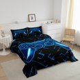 thumbnail image 3 of Erosebridal Neon Gamepad Bedding Full Comforter Set, Abstract Geometric Down Comforter, Game Player Decor, Reversible 3pcs, 3 of 7