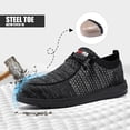 thumbnail image 2 of LARNMERN Steel Toe Shoes Men Slip On Lightweight Comfortable Lounging Walking Sneakers Steel Toe Loafers Black Grey 7.5, 2 of 7