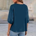 thumbnail image 5 of DENGDENG Embroidered Cotton Linen Tops for Women 3/4 Sleeve Summer Boho Peasant Gauze Blouses Dressy Casual Bohemian Shirts, #03 Navy XXL, 5 of 7