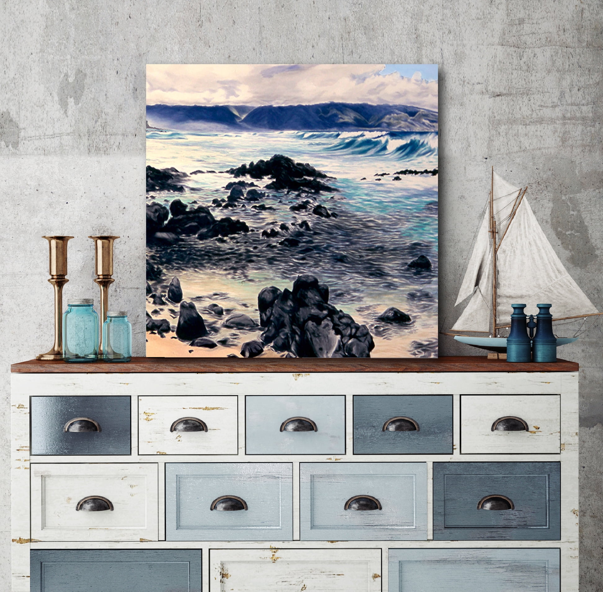 Courtside Market Rocky Seascape I Gallery-Wrapped Canvas Wall Art, 16x16