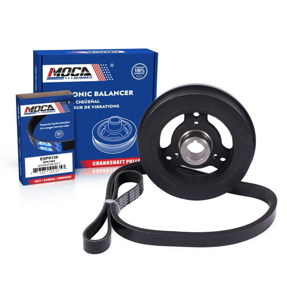 MOCA AUTOPARTS Harmonic Balancer with Serpentine Belt Fit for 2000-2006 Jeep Wrangler 4.0L