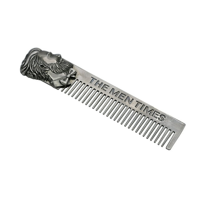 Brosse Peigne à Barbe pour Hommes en Acier Inoxydable Portable pour Moustache
