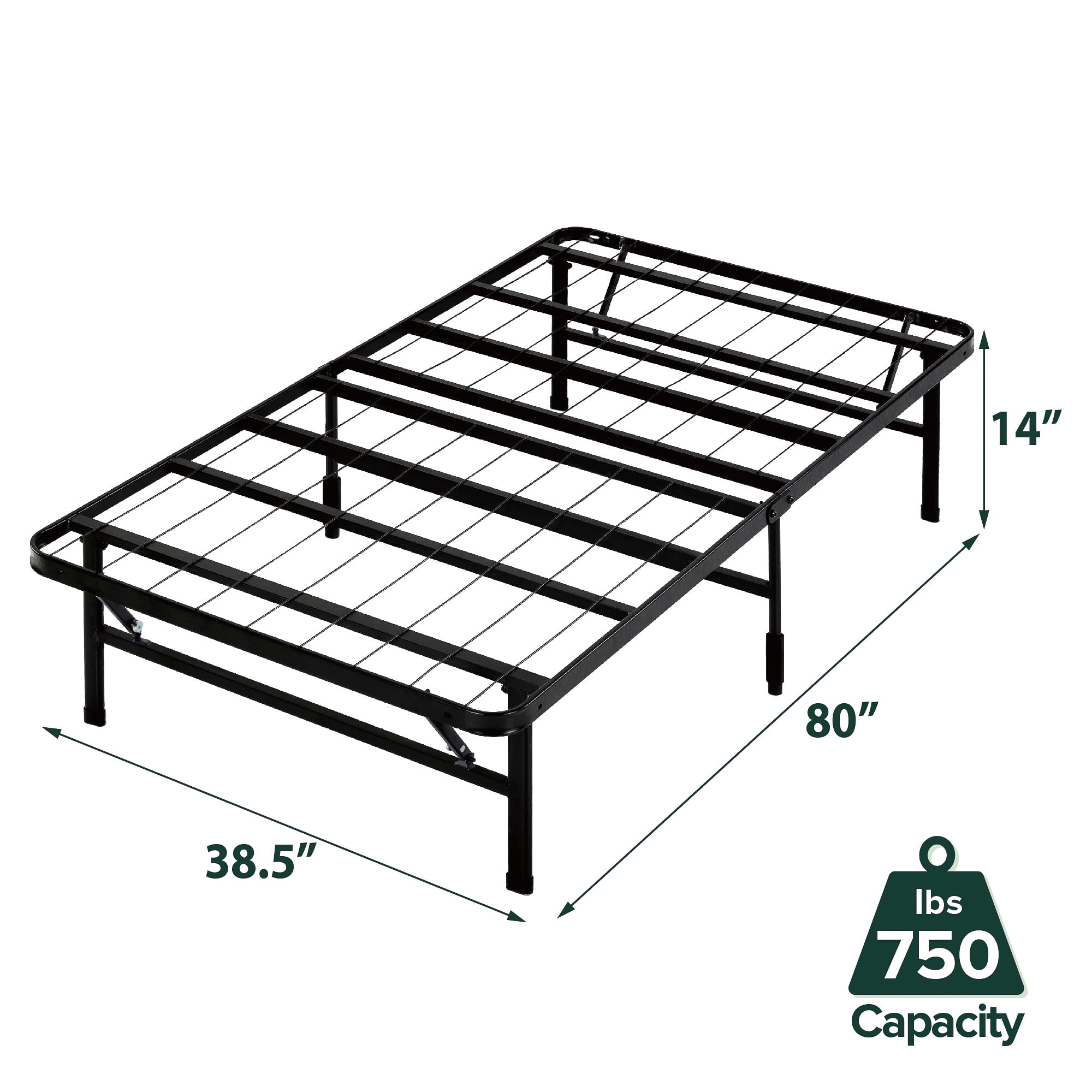 Zinus 14" Metal SmartBase Tool-Free Assembly Bed Frame, No Box Spring Required, Twin-XL