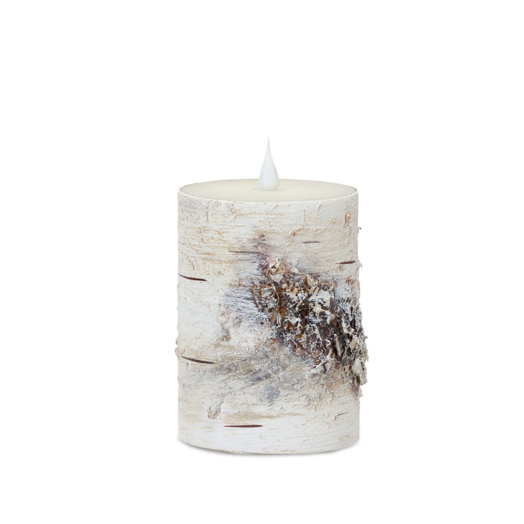 LED Birch Candle 3.5"D x 5"H (Set of 2) with Remote