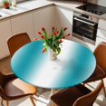 thumbnail image 2 of Ombre Teal White Elastic Fitted Round Table Cover Gradient Color Waterproof Outdoor Tablecloth for Holiday Party, Picnic, Patio & Dining Fits Tables Up to 55"-60", 2 of 8