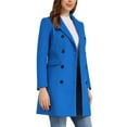 thumbnail image 4 of Abrigo de invierno para mujer INSPIRE CHIC con solapa muesca, abrigo de trench de doble botonadura, tamaño L, azul marino, 4 of 6