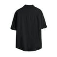 thumbnail image 4 of Inglocry Men Linen Shirt Button Down Long Sleeve Cotton Beach Band Collar Casual Summer Shirts Black XL, 4 of 5