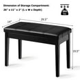 thumbnail image 2 of Costway Solid Wood PU Leather Piano Bench Padded Double Duet Keyboard Seat Storage Black, 2 of 9
