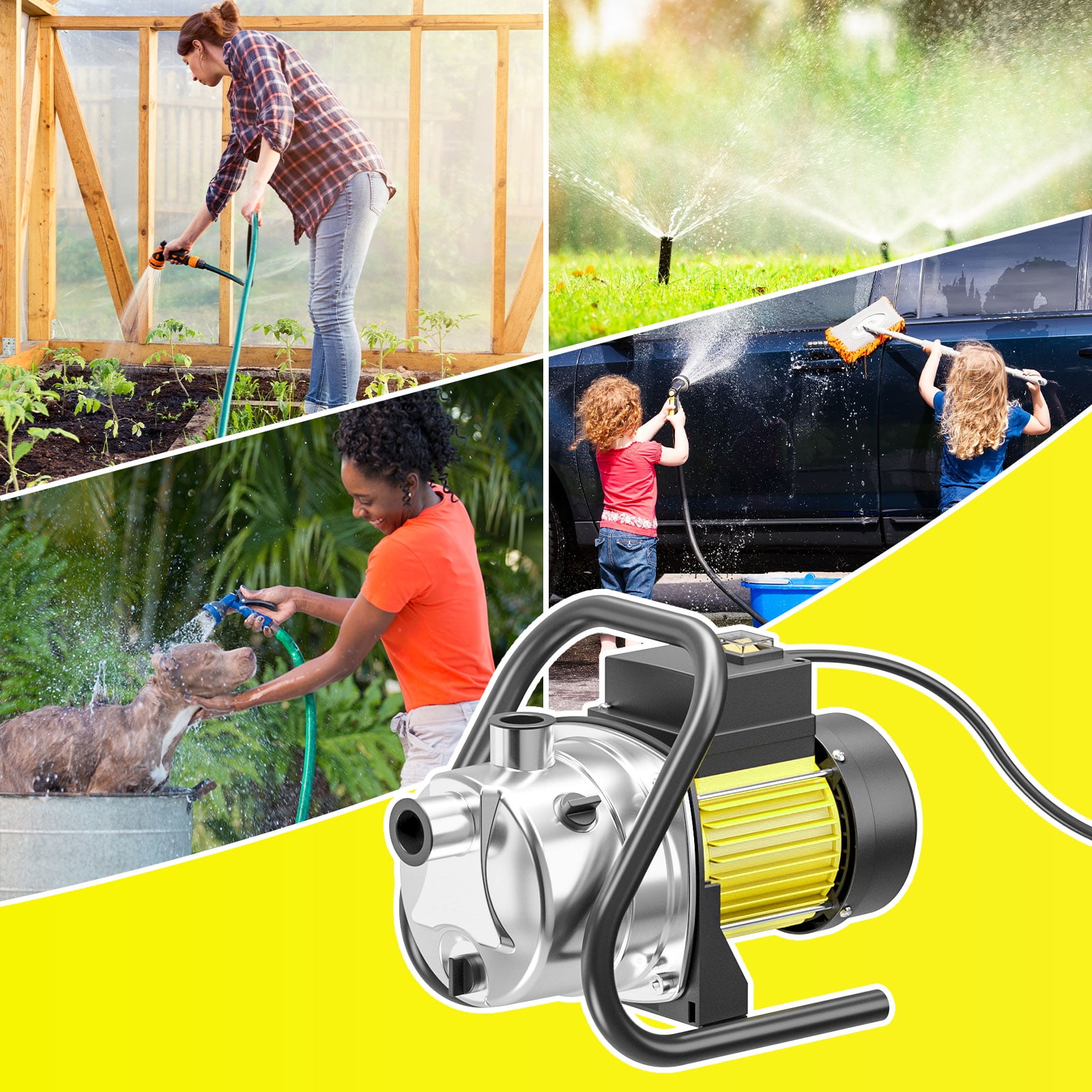 Electric Water Transfer Pump 110V Garden Booster 1.6HP 1600GPH for Shallow Well, Pools, Irrigation, Lawn Sprinkler System