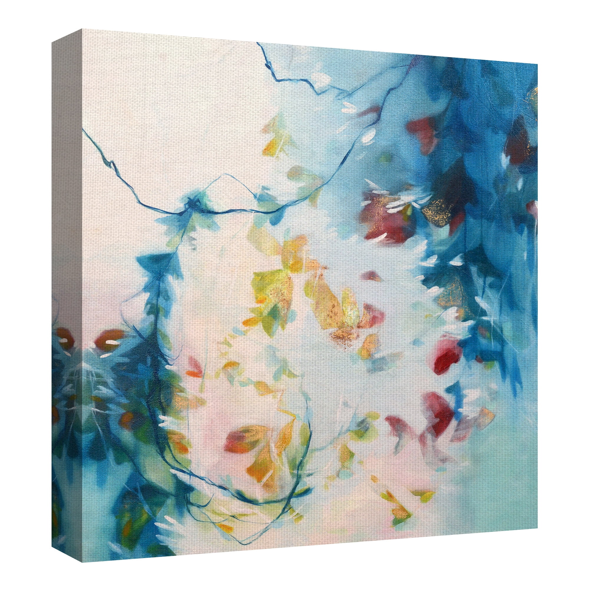Masterpiece Art Gallery First Blush Blue Leaves by Elisa Sheehan Canvas Art Print 24" x 24"