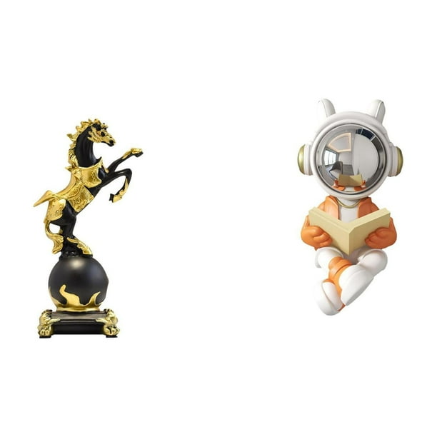 Figura de escritorio,Estantería con estatua de caballo para escritorio,oficina y decoración del hogar.,Figura decorativa de escritorio de resina para decoración del hogar,Estatua del