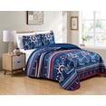 thumbnail image 2 of Kids Zone Home Linen Bedspread Set Navy Blue Red White Ships Rope Anchor Stripes New (King/Cal King), 2 of 4