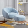 thumbnail image 1 of Modern Accent Chair with Ottoman Set, Comfy Lounge Chair with Footrest, Leisure Barrel Armchair with Golden Metal Legs for Living Room, Bedroom, Reading Room, Home Office, Blue, 1 of 6