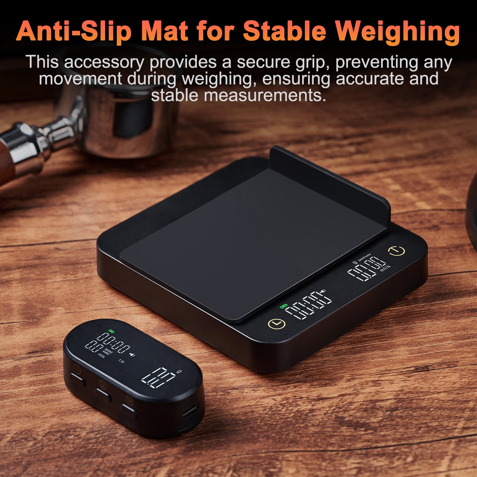 Riousery Digital Coffee Scale with Timer and Wireless Display, 3kg/0.1g Accurate Kitchen Food Scale for Espresso and Pour Over, Type-C Rechargeable, Black