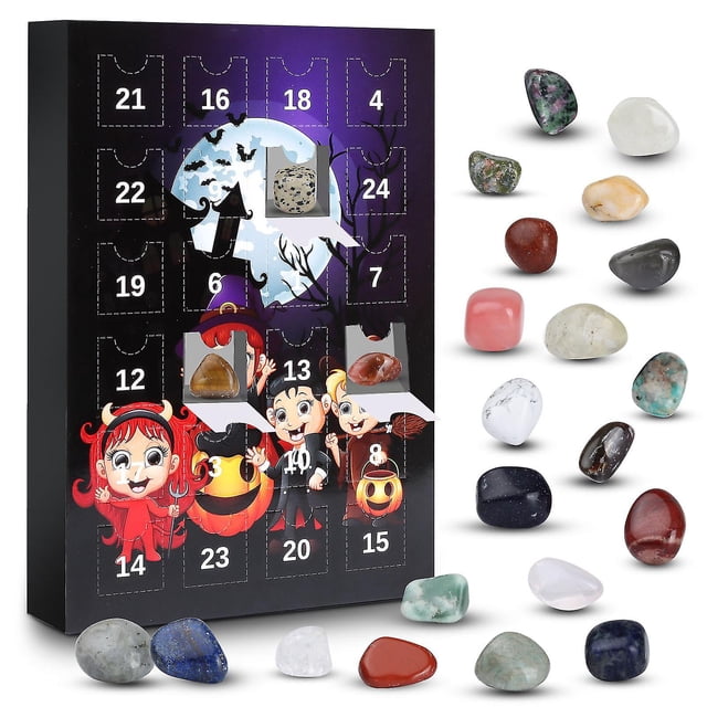 Calendario de Adviento de Halloween 2023 KEWITY 24 fósiles de ágata de cristal natural