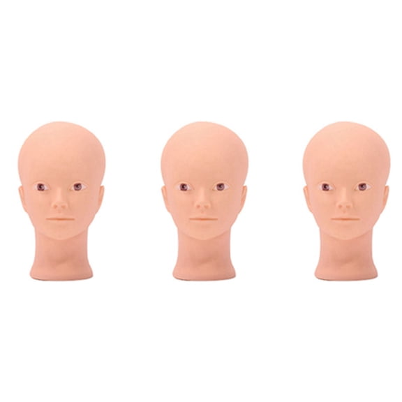 3X Beauty Eyelash Extension Practice Training Head for Makeup Cosmetology Mannequin Manikin Head with Mount Hole